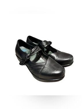 Dansko Ainsley Black Nappa Shoe Black Leather Platform Clogs Size 38 US 7.5-8